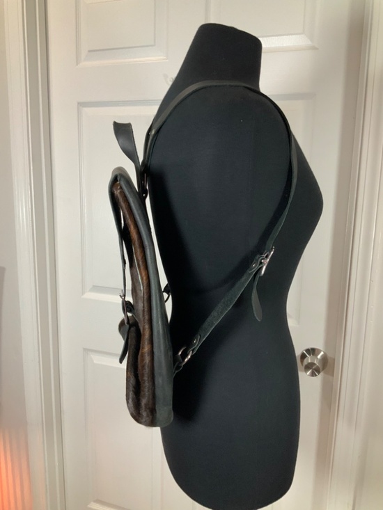 Genuine Leather Western Rustic Brown Black Cowhide Fur Front Backpack main image 6